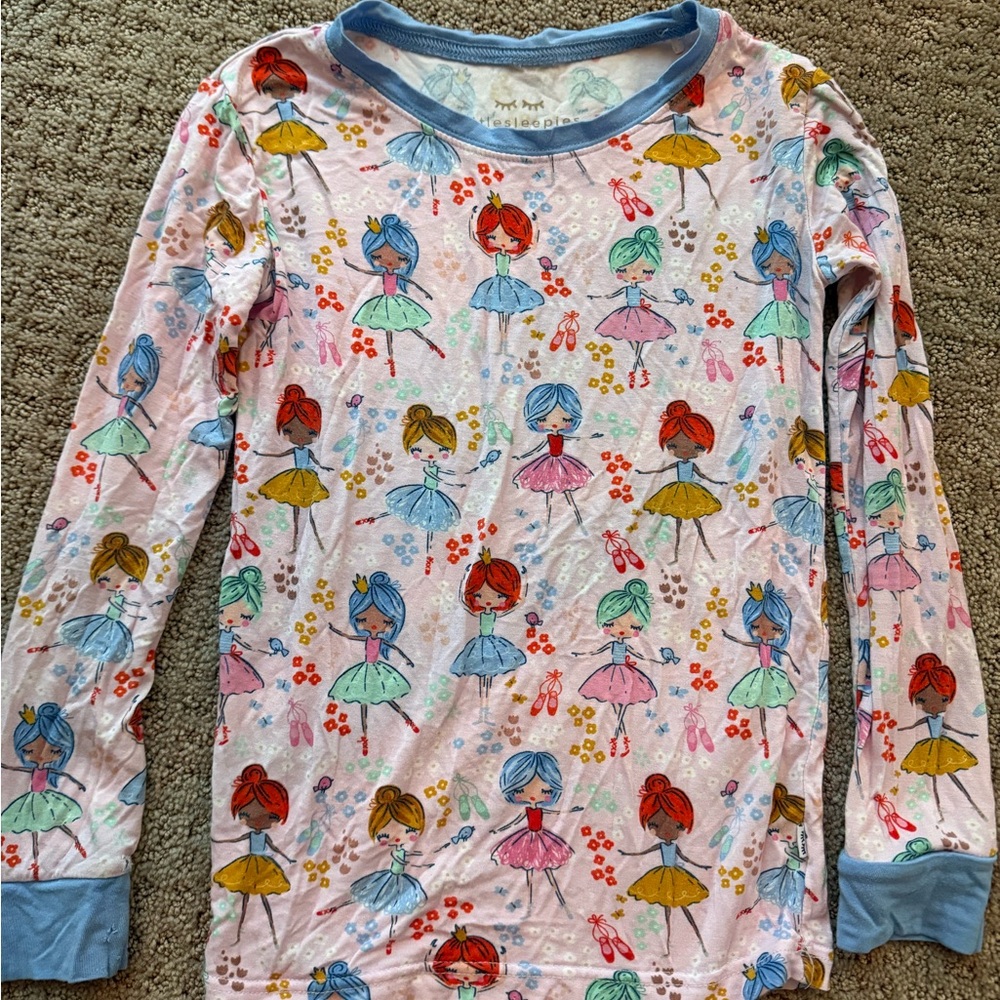 Little Sleepies Pink Pajama Top with Colorful Ballerinas